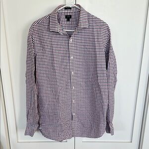 J. Crew Red and Blue Casual Button Down Shirt